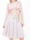 Gold Sequin Boho Skirt Pleated Midi Summer Cotton Skirt