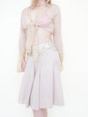 Gold Sequin Boho Skirt Pleated Midi Summer Cotton Skirt