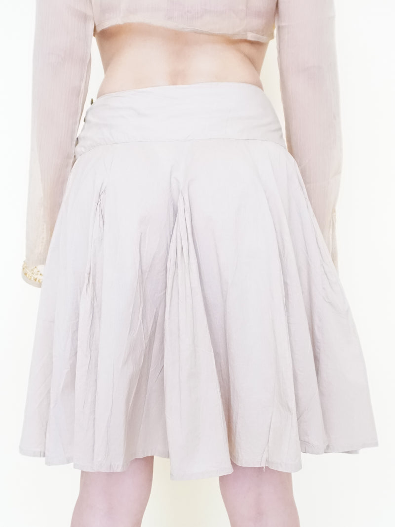 Gold Sequin Boho Skirt Pleated Midi Summer Cotton Skirt