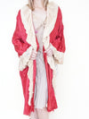 Floral Patchwork Duster Jacket Ruffle Silk Linen Belted Embroidered Silk