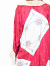 Floral Patchwork Duster Jacket Ruffle Silk Linen Belted Embroidered Silk