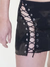 Lace Up Micro Skirt Black Denim Mini Skirt Vintage Upcycle