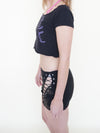 Lace Up Micro Skirt Black Denim Mini Skirt Vintage Upcycle