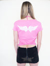 Angel PinkT Shirt Hand Painted Angel Wing Vintage Y2k Upcycle