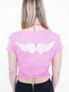 Angel PinkT Shirt Hand Painted Angel Wing Vintage Y2k Upcycle