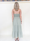 Boho Halter Set Maxi Skirt Sage Green Cotton Embroidered Summer Skirt Set