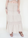 Boho Halter Set Two Piece Embroidered Skirt Taupe Cotton Summer Skirt Set
