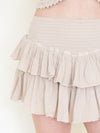 Boho Halter Set Mini Ruffle Skirt Taupe Cotton Summer Set