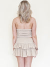 Boho Halter Set Mini Ruffle Skirt Taupe Cotton Summer Set