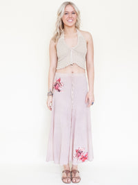 Floral Patchwork Skirt Long Cotton Boho Skirt Upcycled Vintage Skirt