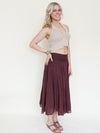 Brown Boho Midi Skirt Low Waisted Boho Cotton Summer Skirt