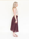 Brown Boho Midi Skirt Low Waisted Boho Cotton Summer Skirt