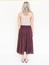 Brown Boho Midi Skirt Low Waisted Boho Cotton Summer Skirt