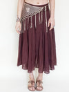 Brown Boho Midi Skirt Low Waisted Boho Cotton Summer Skirt