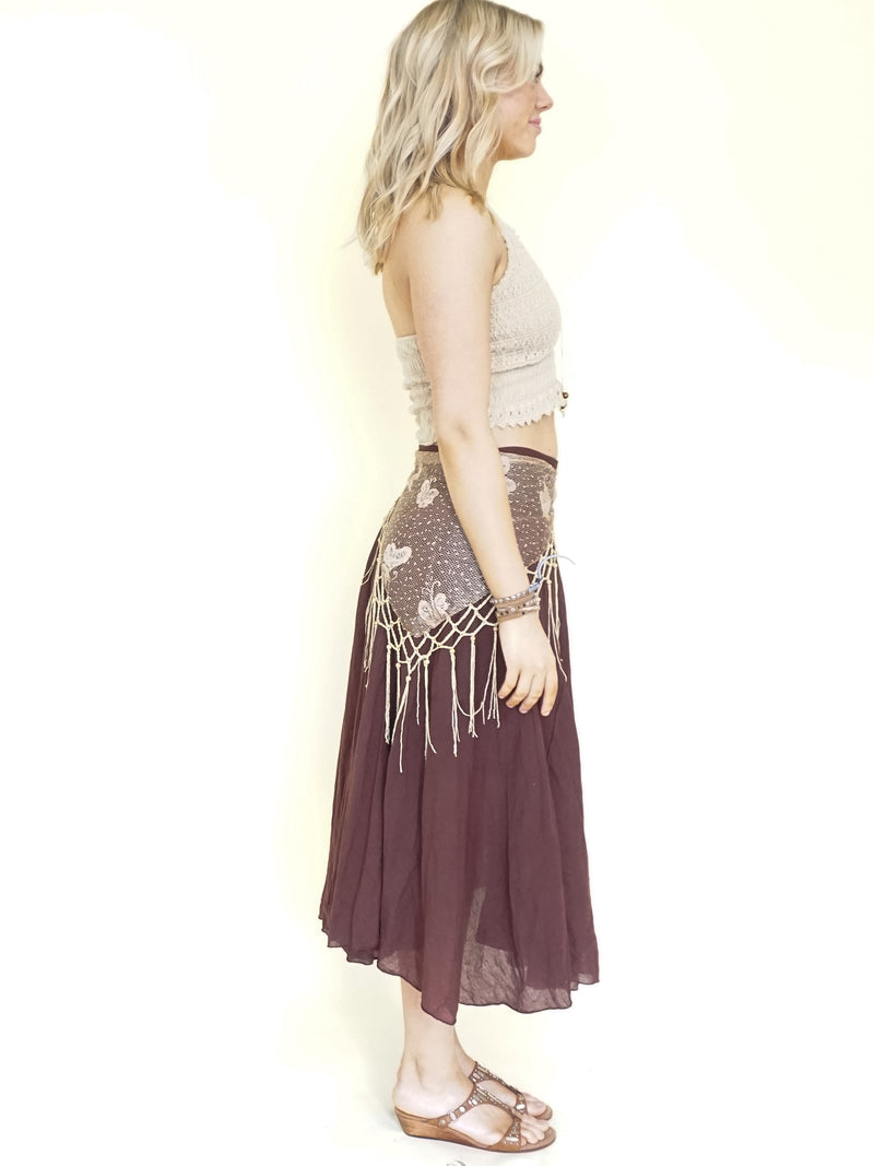 Butterfly Crochet Knit Boho Fringe Shawl Belt