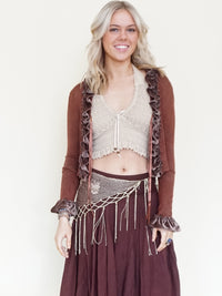 Butterfly Crochet Knit Boho Fringe Shawl Belt