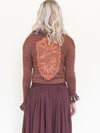 Patchworked Ruffle Cardigan Tie Cardigan Blouse