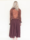 Patchworked Ruffle Cardigan Tie Cardigan Blouse
