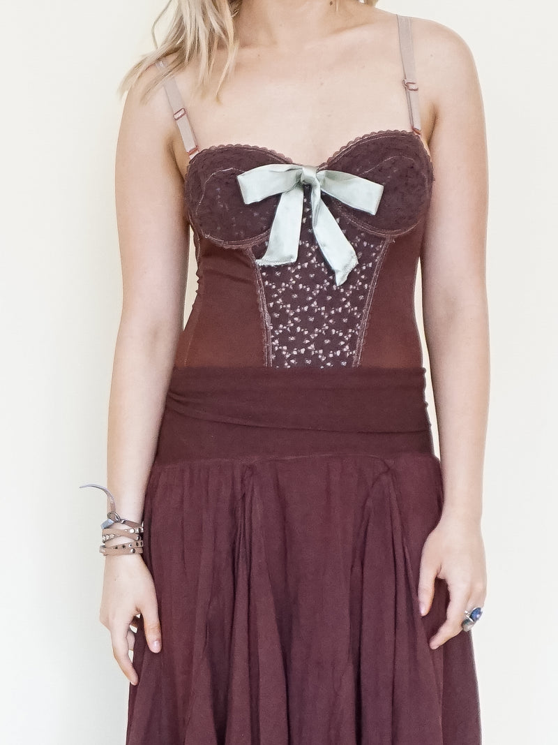 Floral Lace Bodysuit Bustier Top Hand Dyed Upcycle