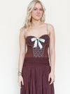 Floral Lace Bodysuit Bustier Top Hand Dyed Upcycle