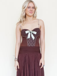 Floral Lace Bodysuit Bustier Top Hand Dyed Upcycle