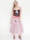 Patchwork Floral Skirt Pink Vintage Upcycle Boho Skirt