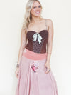 Patchwork Floral Skirt Pink Vintage Upcycle Boho Skirt