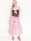 Patchwork Floral Skirt Pink Vintage Upcycle Boho Skirt