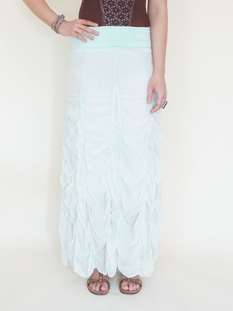 Ruched Skirt Boho Vintage Upcycled Maxi Skirt