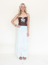 Ruched Skirt Boho Vintage Upcycled Maxi Skirt