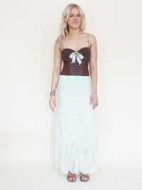 Ruched Skirt Boho Vintage Upcycled Maxi Skirt