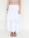 Silver white Boho Skirt Long Cotton Vintage Skirt