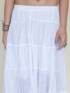 Silver white Boho Skirt Long Cotton Vintage Skirt