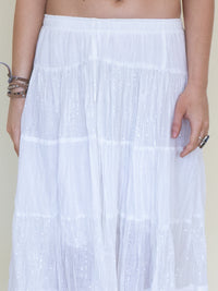 Silver white Boho Skirt Long Cotton Vintage Skirt