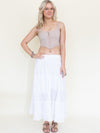 Silver white Boho Skirt Long Cotton Vintage Skirt