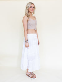 Silver white Boho Skirt Long Cotton Vintage Skirt