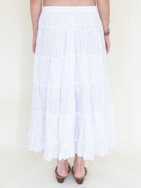 Silver white Boho Skirt Long Cotton Vintage Skirt