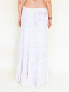 Floral Patchwork Skirt Ruffle Boho Cotton Maxi Skirt White Low Waist Vintage Upcycled