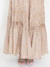 Embroidered Floral Maxi Skirt Vintage Taupe Asymmetric Ruffle Skirt