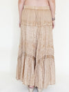Embroidered Floral Maxi Skirt Vintage Taupe Asymmetric Ruffle Skirt
