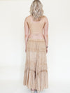 Embroidered Floral Maxi Skirt Vintage Taupe Asymmetric Ruffle Skirt