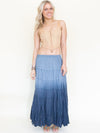 Ombre Boho Skirt Blue Cotton Maxi Skirt Low Waist Vintage