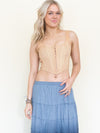 Ombre Boho Skirt Blue Cotton Maxi Skirt Low Waist Vintage