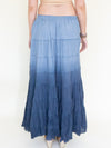 Ombre Boho Skirt Blue Cotton Maxi Skirt Low Waist Vintage