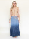 Ombre Boho Skirt Blue Cotton Maxi Skirt Low Waist Vintage