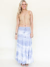 Tie Dye Boho Ruffle Skirt Low Waist Vintage Upcycled Hand Dyed Blue Maxi Skirt