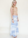Tie Dye Boho Ruffle Skirt Low Waist Vintage Upcycled Hand Dyed Blue Maxi Skirt