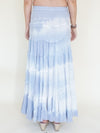 Tie Dye Boho Ruffle Skirt Low Waist Vintage Upcycled Hand Dyed Blue Maxi Skirt
