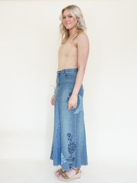 Patchwork Denim Skirt Maxi Skirt Vintage Upcycled Vintage Skirt