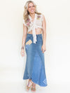 Patchwork Floral Vest Lace Ruffle Vest Top Tie Waist